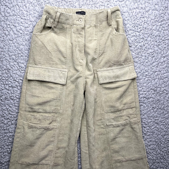 Hunter & Brown Corduroy Pants Womens M Brown Wide Leg Baggy Cargo Retro - Picture 2 of 13